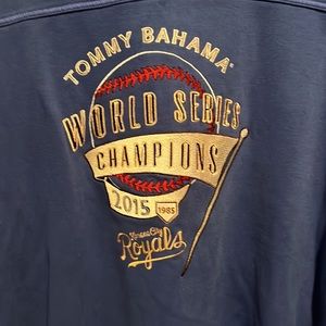 Tommy Bahama 2015 KC Royals World Series 1/4 zip sweater.